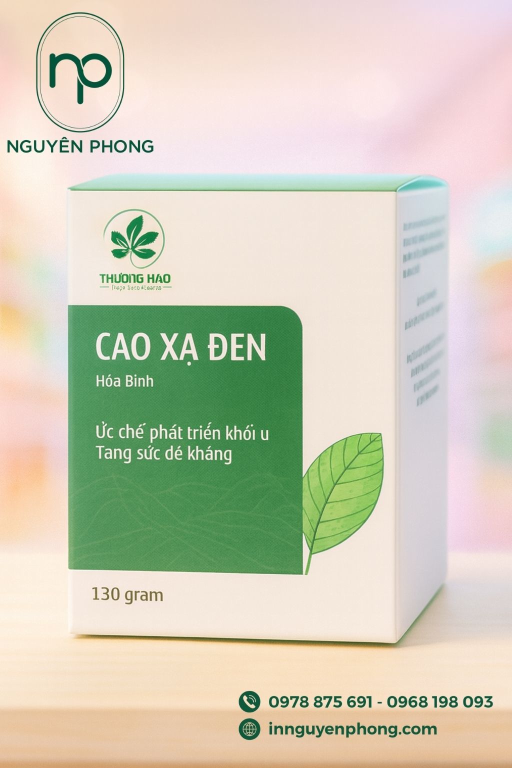In hộp giấy đựng cao xạ đen trang nhã